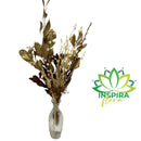 Arranjo Desidratado Dourado C/ Garrafa Vidro Cristal