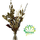 Arranjo Desidratado Dourado C/ Garrafa Vidro Cristal