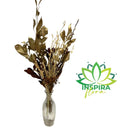 Arranjo Desidratado Dourado C/ Garrafa Vidro Cristal