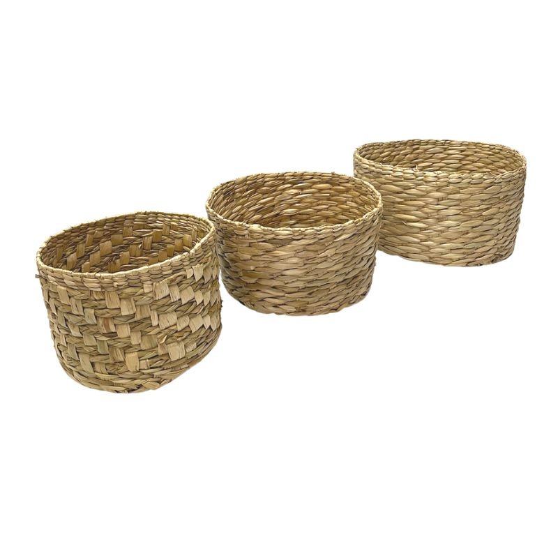 3 Cesto Vaso Plantas Taboa Trio Baixo Redondo Decoração