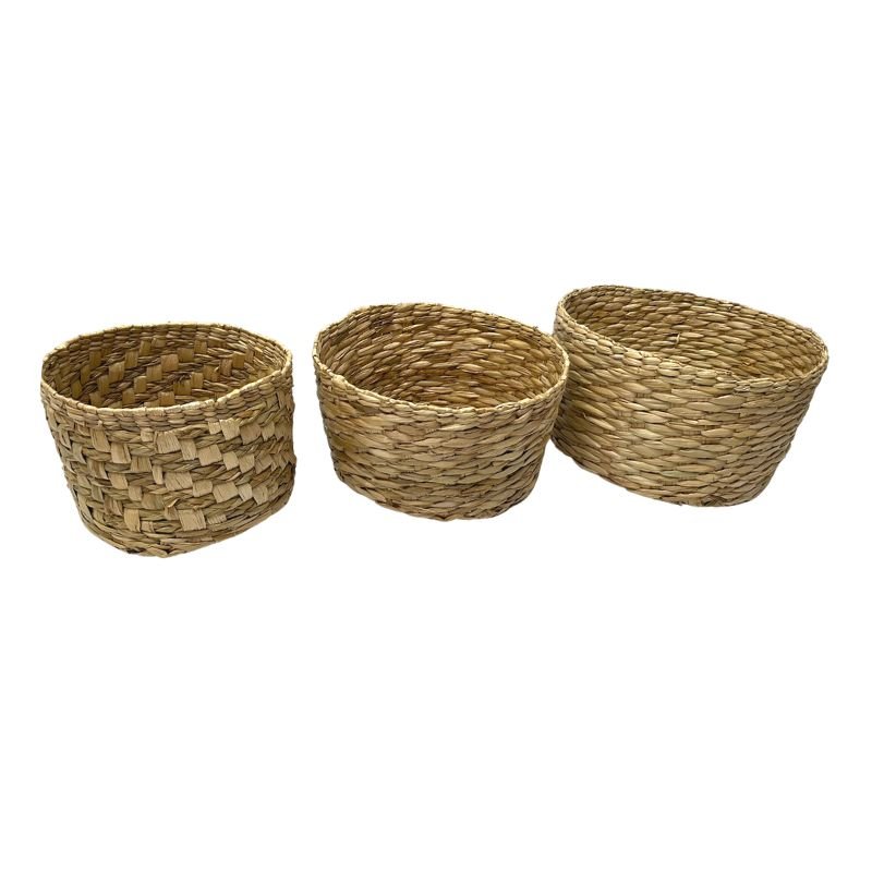 3 Cesto Vaso Plantas Taboa Trio Baixo Redondo Decoração