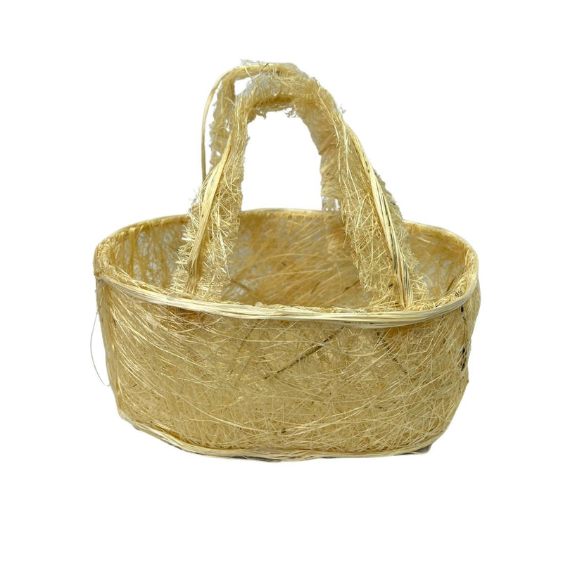 Cesta Bolsa De Sisal Natural Média Oval Páscoa 08x10x19cm