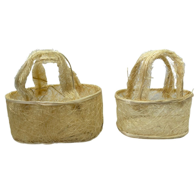 Kit 2 Cesta Bolsa De Sisal Natural P E M Decoração Pascoa