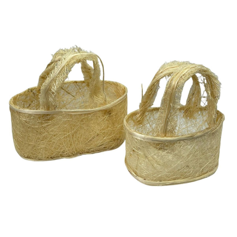 Kit 2 Cesta Bolsa De Sisal Natural P E M Decoração Pascoa