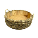 Cesta Redonda Madeira Trançada C Taboa Alça Palha Ref 919