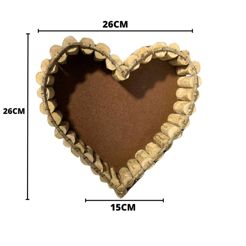 2 Bandeja Formato De Coração Tronco De Madeira Decoração P M