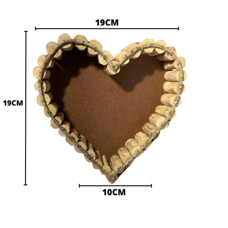 2 Bandeja Formato De Coração Tronco De Madeira Decoração P M