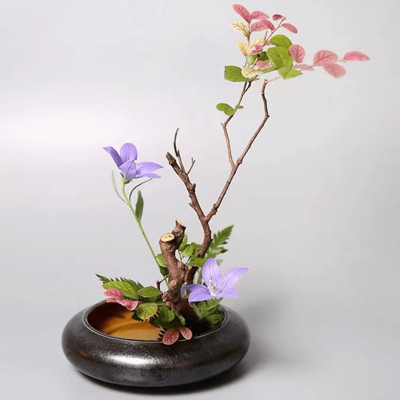 Vaso De Vidro Ikebana Âmbar Arranjo Galhos Estilo Japonês