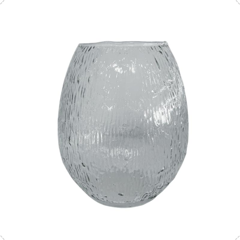 Vaso Vidro Barrica Rigado Textura 18 cm Decoração Chique Casa