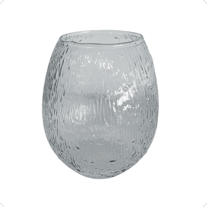 Vaso Vidro Barrica Rigado Textura 18 cm Decoração Chique Casa