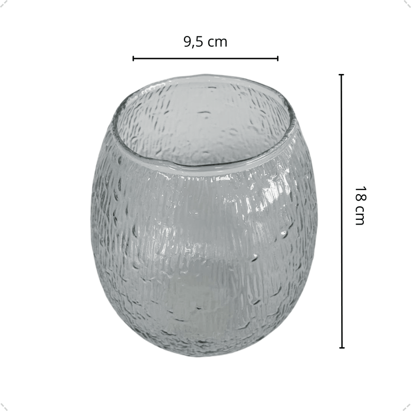 Vaso Vidro Barrica Rigado Textura 18 cm Decoração Chique Casa