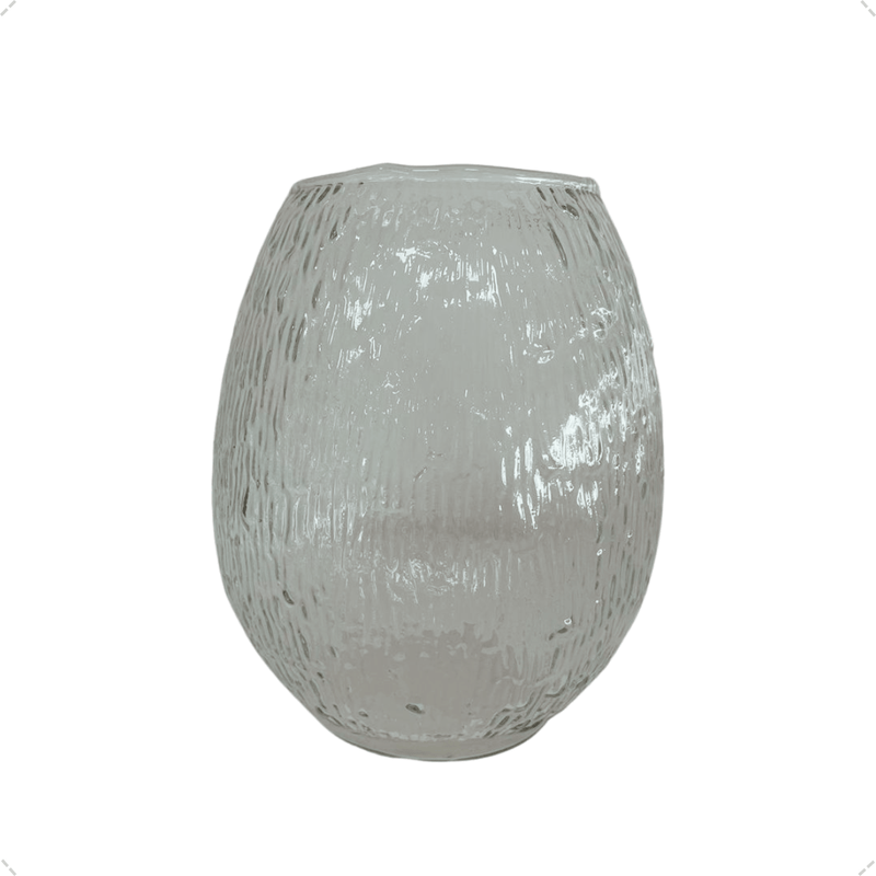 Vaso Vidro Barrica Rigado Textura 18 cm Decoração Chique Casa