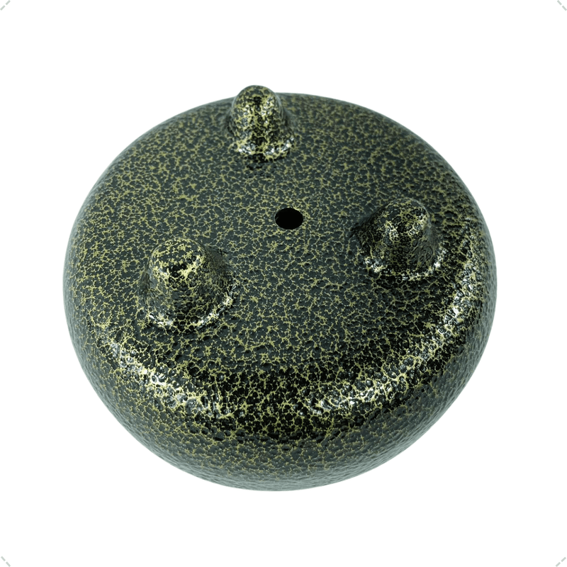 Vaso Terrário ou Bonsai 7x14 cm Tripé Cerâmica Cor Preto Ouro Decoração Sala Escritório