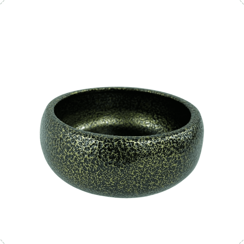 Vaso Terrário ou Bonsai 7x14 cm Tripé Cerâmica Cor Preto Ouro Decoração Sala Escritório