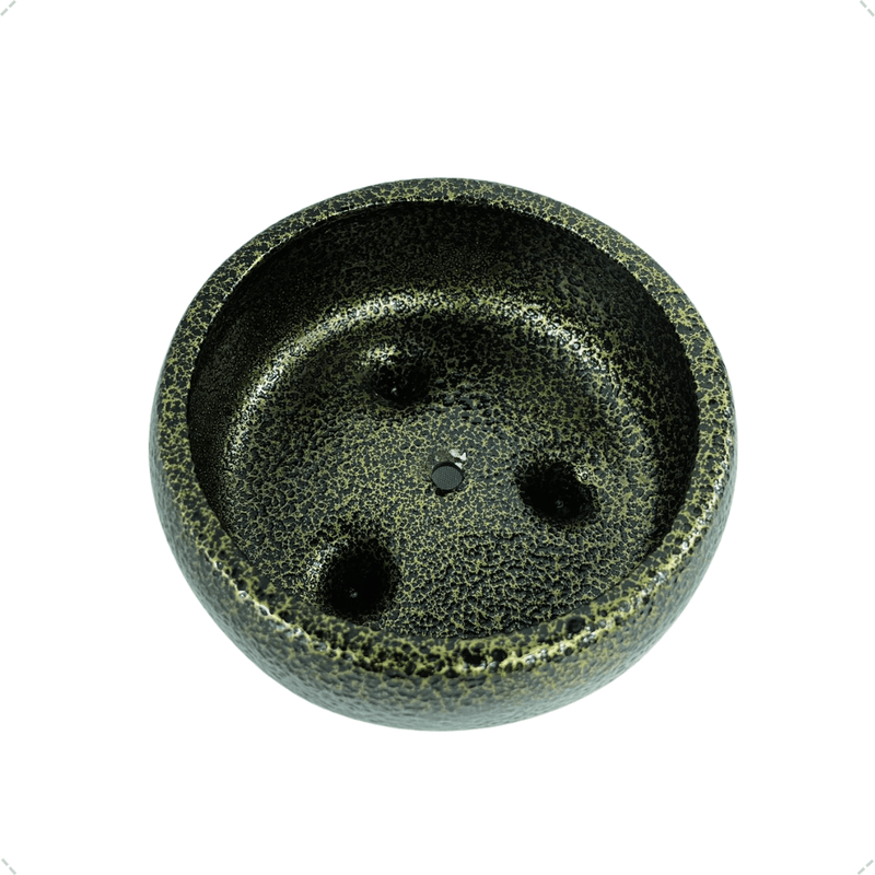 Vaso Terrário ou Bonsai 7x14 cm Tripé Cerâmica Cor Preto Ouro Decoração Sala Escritório