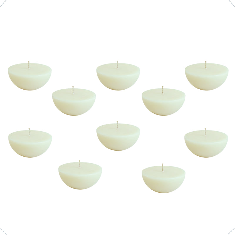 Kit 10 Velas Flutuantes Meia Bola Decoração Média Parafina