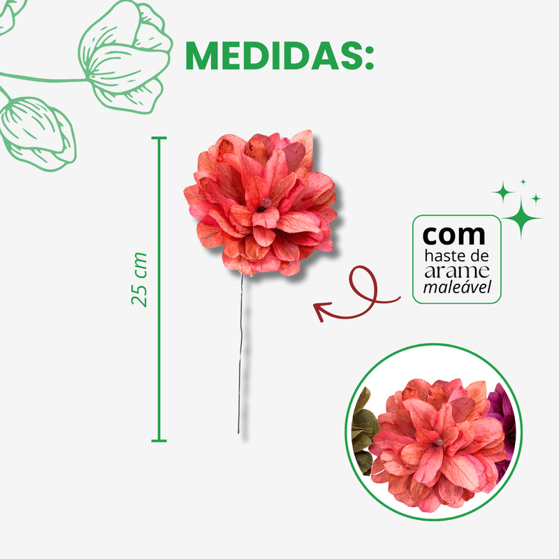 1 Flor de Folha Quina Com Arame Dobrável Desidratada - Rosa