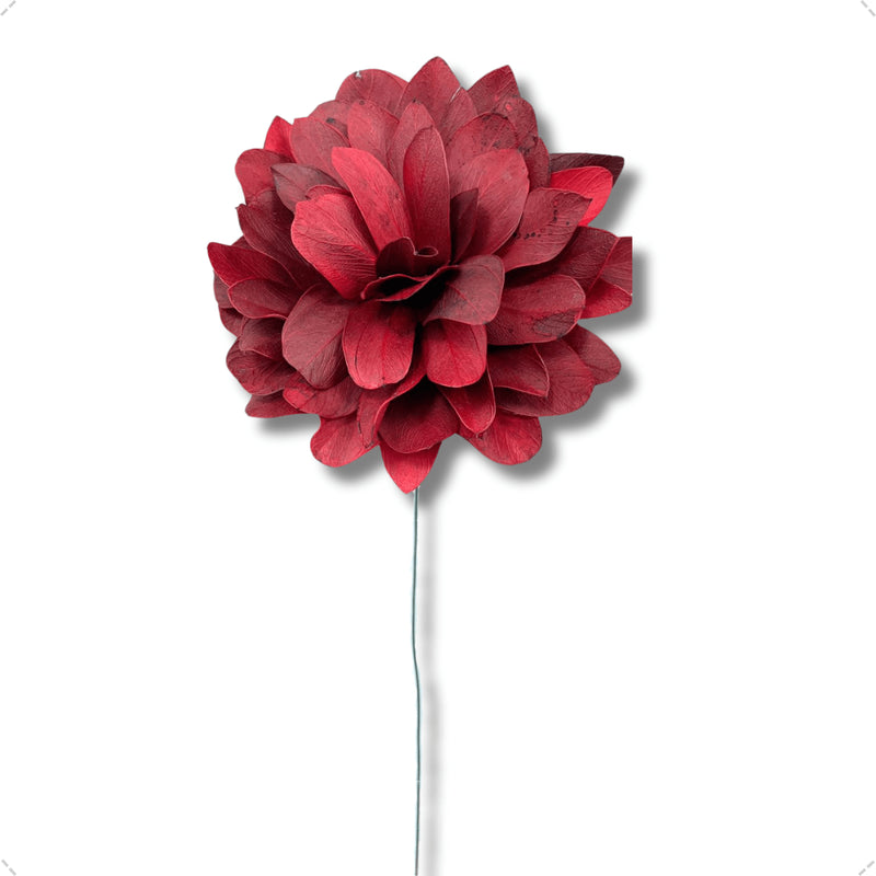 1 Flor de Folha Quina Com Arame Dobrável Desidratada - Vermelho