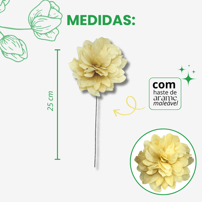 1 Flor de Folha Quina Com Arame Dobrável Desidratada - Alvejada