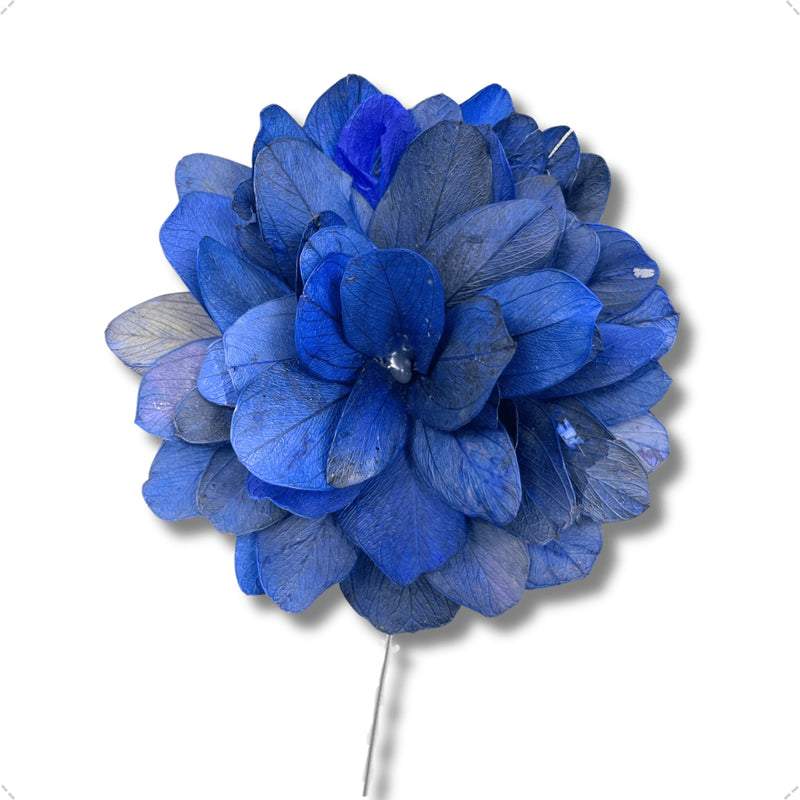 1 Flor de Folha Quina Com Arame Dobrável Desidratada - Azul