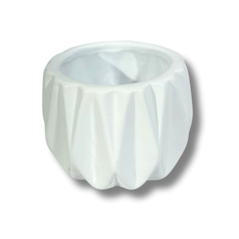 Mini Vaso De Cerâmica Branco Diamond P Suculenta Pote 6