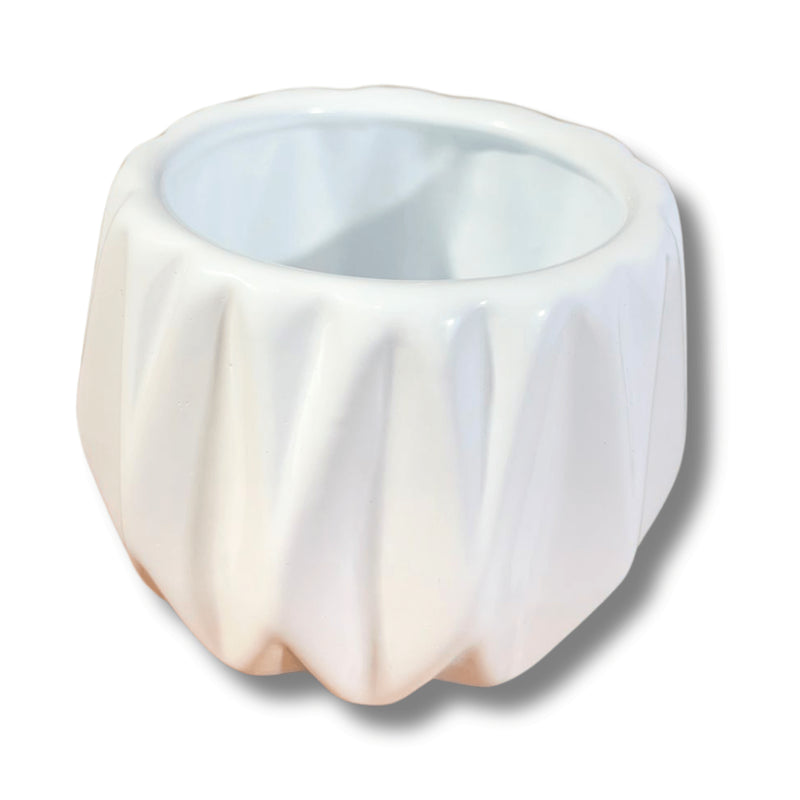 Mini Vaso De Cerâmica Branco Diamond P Suculenta Pote 6