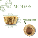 Cesto De Palha Taboa Artesanal Natural 30cm Cachepot Rústico