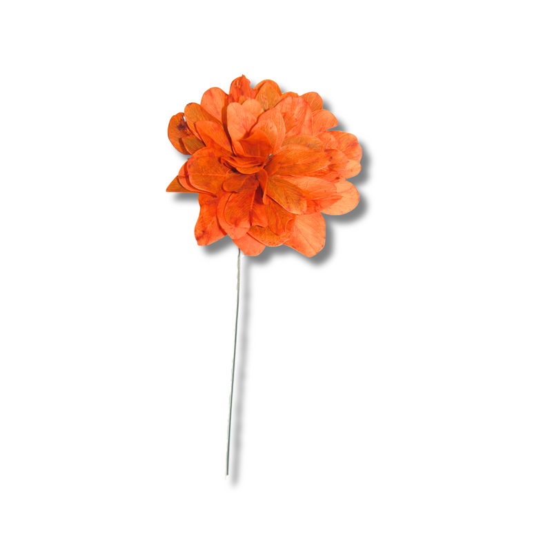 1 Flor de Folha Quina Com Arame Dobrável Desidratada - Laranja