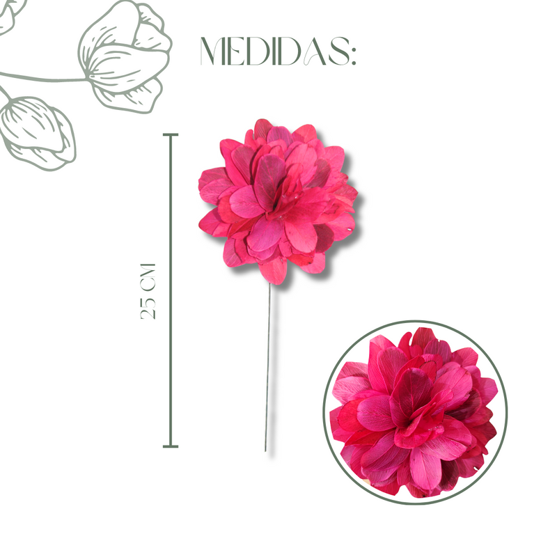 1 Flor de Folha Quina Com Arame Dobrável Desidratada - Pink