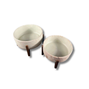 Vaso Bacia De Cerâmica Menta Marmorizado 24cm Tripé Madeira