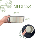 Vaso Bacia De Cerâmica Menta Marmorizado 21cm Tripé Madeira