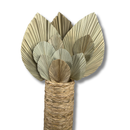 Arranjo Vaso Madeira Com Trança Taboa E Folhas de Latanias Desidratada Natural Premium