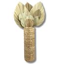 Arranjo Vaso Madeira Com Trança Taboa E Folhas de Latanias Desidratada Natural Premium