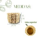 Cesto Palha Taboa Artesanal Natural 15cm Cachepot Decorativo