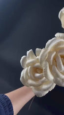Flor De Palha De Milho Alvejada Decorativa Artesanal Unidade
