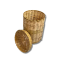 Cesto De Bambu Redondo Com Tampa Com Pé Decoração Roupa 60cm