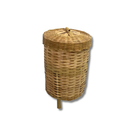 Cesto De Bambu Redondo Com Tampa Com Pé Decoração Roupa 60cm