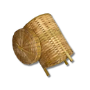 Cesto De Bambu Redondo Com Tampa Com Pé Decoração Roupa 70cm