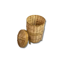 Cesto De Bambu Redondo Com Tampa Com Pé Decoração Roupa 70cm