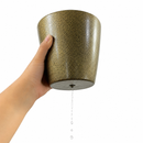 Vaso De Cerâmica Ouro Preto 15cm Furo De Drenagem Plantas