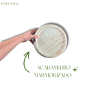 Vaso Bacia De Cerâmica Menta Marmorizado 24cm Tripé Madeira