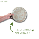 Vaso Bacia De Cerâmica Menta Marmorizado 21cm Tripé Madeira