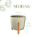 Vaso Nórdico Areia Polietileno 34cm 4 Pés Madeira Plantas