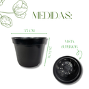 Vaso Plástico Preto Polipropileno 35cm Com Furos De Drenagem